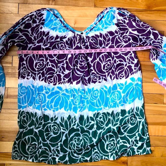 BCBG floral Cotton , long sleeve.boho swim cover up. - Picture 2 of 6